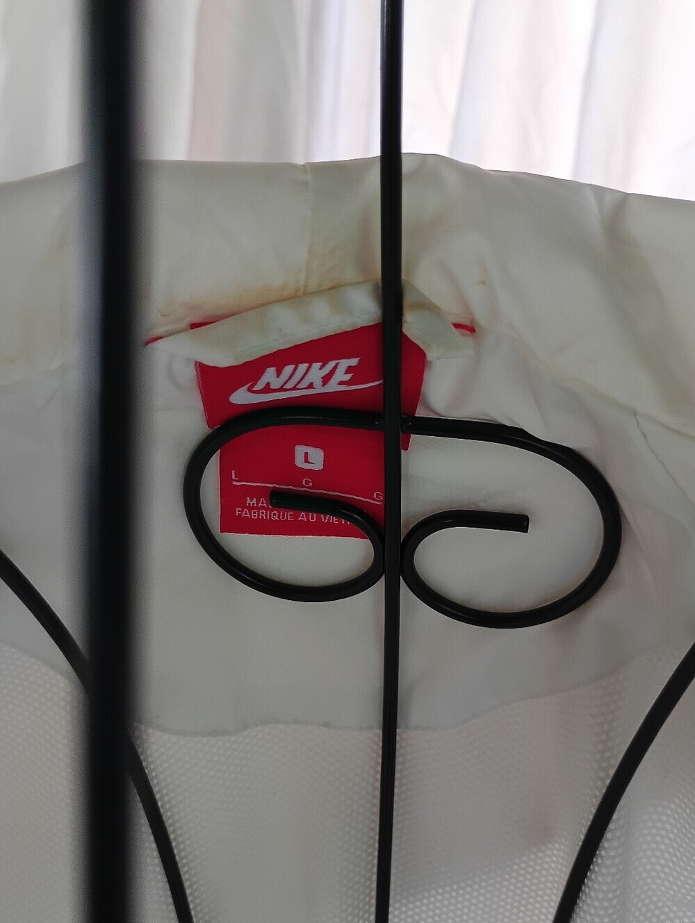 Women's Size Large Nike White Full-Zip Hooded Bomber Jacket with Black Logo - Picture 10 of 10